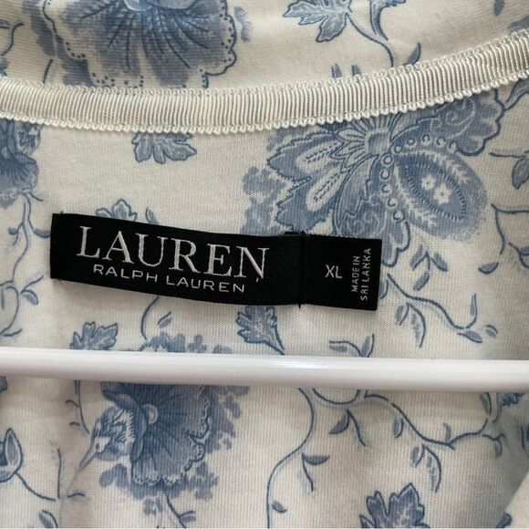 NEW WITH TAGS LAUREN RALPH LAUREN BLUE FLORAL PAJAMA TOP - Picture 5 of 6